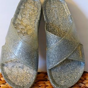 J. Crew Glitter Pool Slides